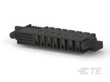 Ein schwarzer, rechteckiger Steckverbinder mit mehreren Kontakten, geeignet für elektrische Verbindungen in technischen Geräten.