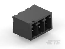 Schwarzer, rechteckiger Kunststoffstecker mit vier quadratischen Anschlusspunkten, verwendet für elektrische Verbindungen.