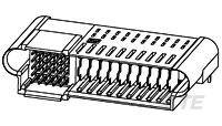 Computer-Steckverbindung: Quadratisches, technisches Diagramm eines schmalen Steckverbinders mit mehreren Kontaktstiften.