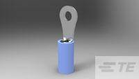 Eine blaue zylindrische Batterie mit silbernem Anschluss oben auf grauem Hintergrund angezeigt.