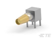 Ein kleiner, quadratischer, grauer Sensor mit vier Stiften und einem goldenen kegelförmigen Element an der Vorderseite.