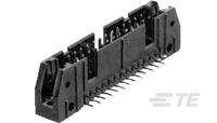 Schwarzer elektronischer Steckverbinder mit mehreren Reihen von Pins, geeignet für technische Anwendungen oder Geräteanschlüsse.