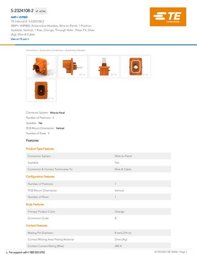 TE Connectivity 5-2324108-2 1 St. Box