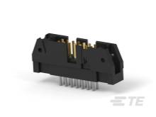 Ein schwarzer elektronischer Steckverbinder mit mehreren goldenen Stiften, geeignet für Leiterplattenverbindungen.