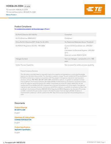 teconnectivity TE Connectivity HDB36-24-23SN