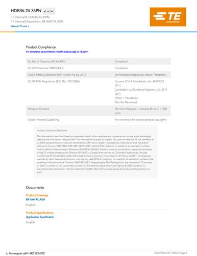 teconnectivity TE Connectivity HDB36-24-35PN