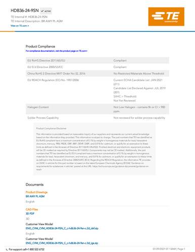 teconnectivity TE Connectivity HDB36-24-9SN