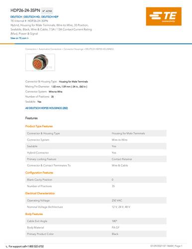 teconnectivity TE Connectivity HDP26-24-35PN
