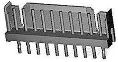 Eine Illustration einer elektronischen Komponente, möglicherweise eines 10-poligen Dual-In-Line-Package (DIP)-Steckers, die die Stiftausrichtung und das Layout zeigt.
