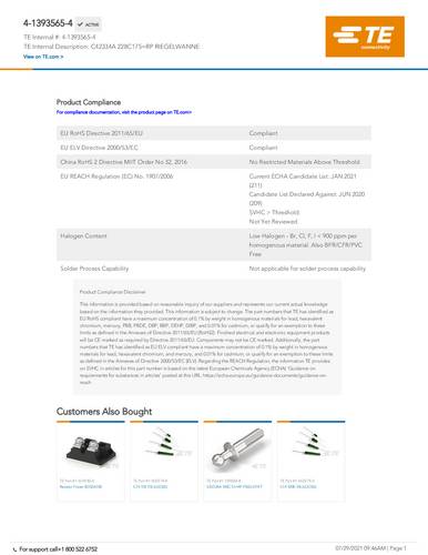 TE Connectivity 4-1393565-4 1 St. Tray