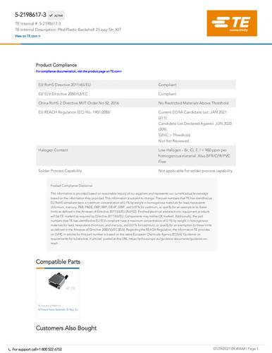 TE Connectivity 5-2198617-3 Bag