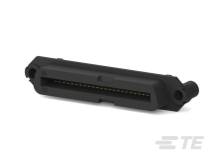 Schwarzes elektrisches Steckverbinder-Bauteil in rechteckiger Form mit mehreren Kontaktstiften, seitliche Ansicht zur Veranschaulichung.