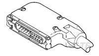 Eine technische Zeichnung eines elektronischen Steckverbinders mit mehreren Pins, typischerweise verwendet in elektronischen Geräten.