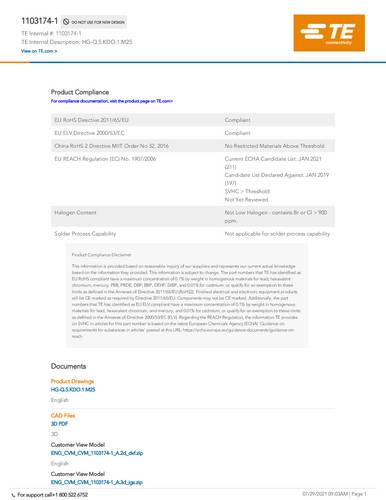 TE Connectivity 1103174-1 Box