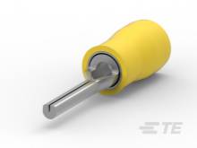 Gelber Schraubendreher mit metallener Spitze, schräg liegend auf weißem Hintergrund.