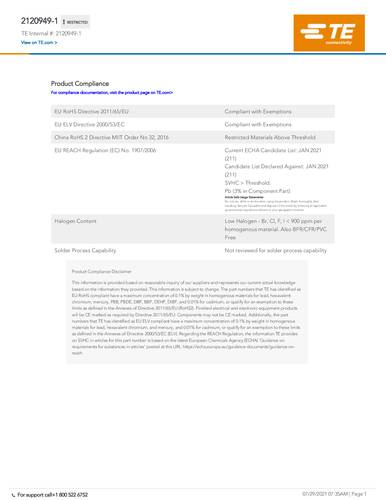 teconnectivity TE Connectivity 2120949-1 Bag 1St.
