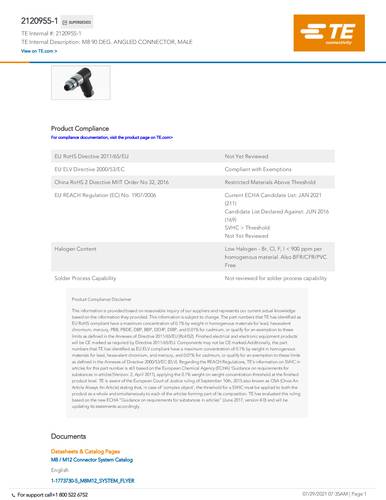 teconnectivity TE Connectivity 2120955-1 Bag 1St.