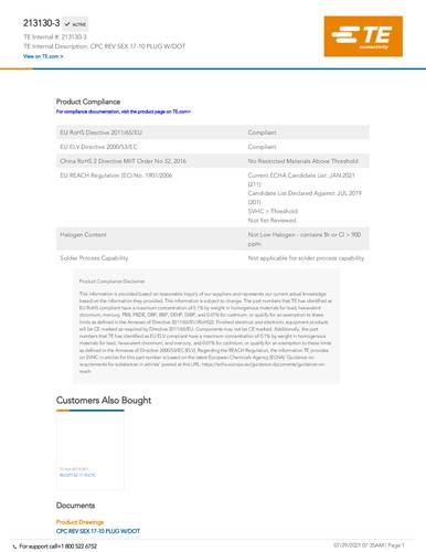 teconnectivity TE Connectivity 213130-3 Bag 1St.