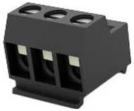 Ein schwarzes, dreilöchriges Elektroklemmenleistenblock, das zur sicheren Verbindung von Drähten in einem Stromkreis verwendet wird.