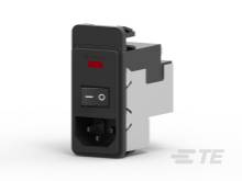 'Sicherungsautomat mit Schalter', vertikaler rechteckiger Form, schwarz mit rotem Schalter und einem Ein-/Aus-Schalter vorne.