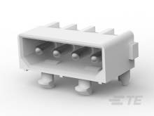 Ein dreipoliger weißer Stecker mit Stiften, geeignet für elektronische Verbindungen. Ideal für Anwendungen in der Elektronikmontage.