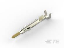 Eine silberne metallische Komponente mit einem beige-braunen Ende. Möglicherweise ein technisches Bauteil oder Werkzeugaufsatz.