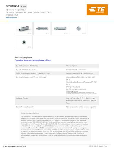 teconnectivity TE Connectivity 3-2172096-2 Bag 1St.