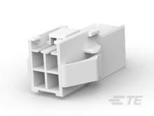 Ein weißer, rechteckiger Kunststoffstecker mit mehreren quadratischen Öffnungen, geeignet für elektrische Verbindungen.