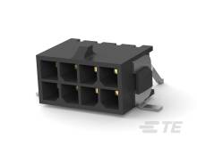 Schwarzer, rechteckiger elektrischer Stecker mit acht Anschlusspunkten, geeignet zur Daten- oder Stromübertragung in Geräten.