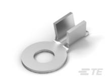 Metallstecker mit zylindrischem Sockel und zwei flachen, rechtwinkligen Kontaktflächen. Verwendet in elektrischen Verbindungen.