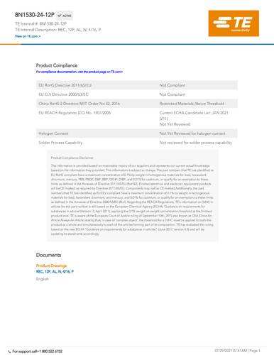 teconnectivity TE Connectivity 8N1530-24-12P 1St.