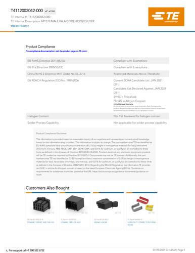 teconnectivity TE Connectivity T4112002042-000 Bag 1St.