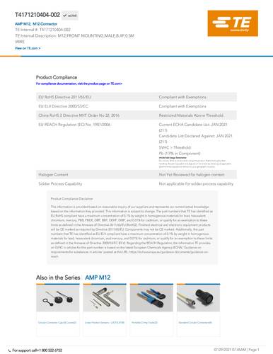 teconnectivity TE Connectivity T4171210404-002 Bag 1St.