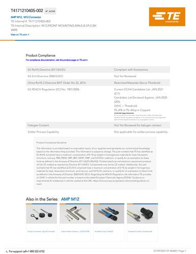 teconnectivity TE Connectivity T4171210405-002 Bag 1St.