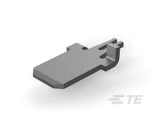 Graues, rechteckiges Kunststoffteil mit abgerundeten Ecken und einem Haken auf der rechten Seite. Es liegt auf einer weißen Oberfläche.