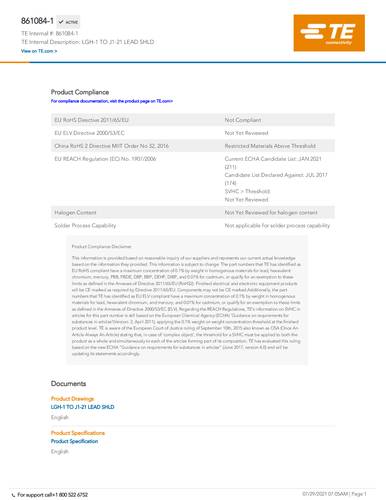 teconnectivity TE Connectivity 861084-1 Package 1St.