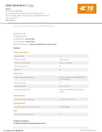 teconnectivity TE Connectivity C03263-000 Package 1St.