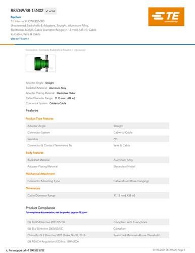 TE Connectivity CW4362-000 1 St. Package
