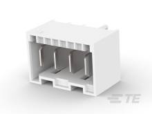 Ein weißer, rechteckiger Steckverbinder mit drei Metallsteckplätzen, geeignet für elektronische Verbindungen.