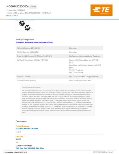 TE Connectivity 1589430-2 1 St. Package