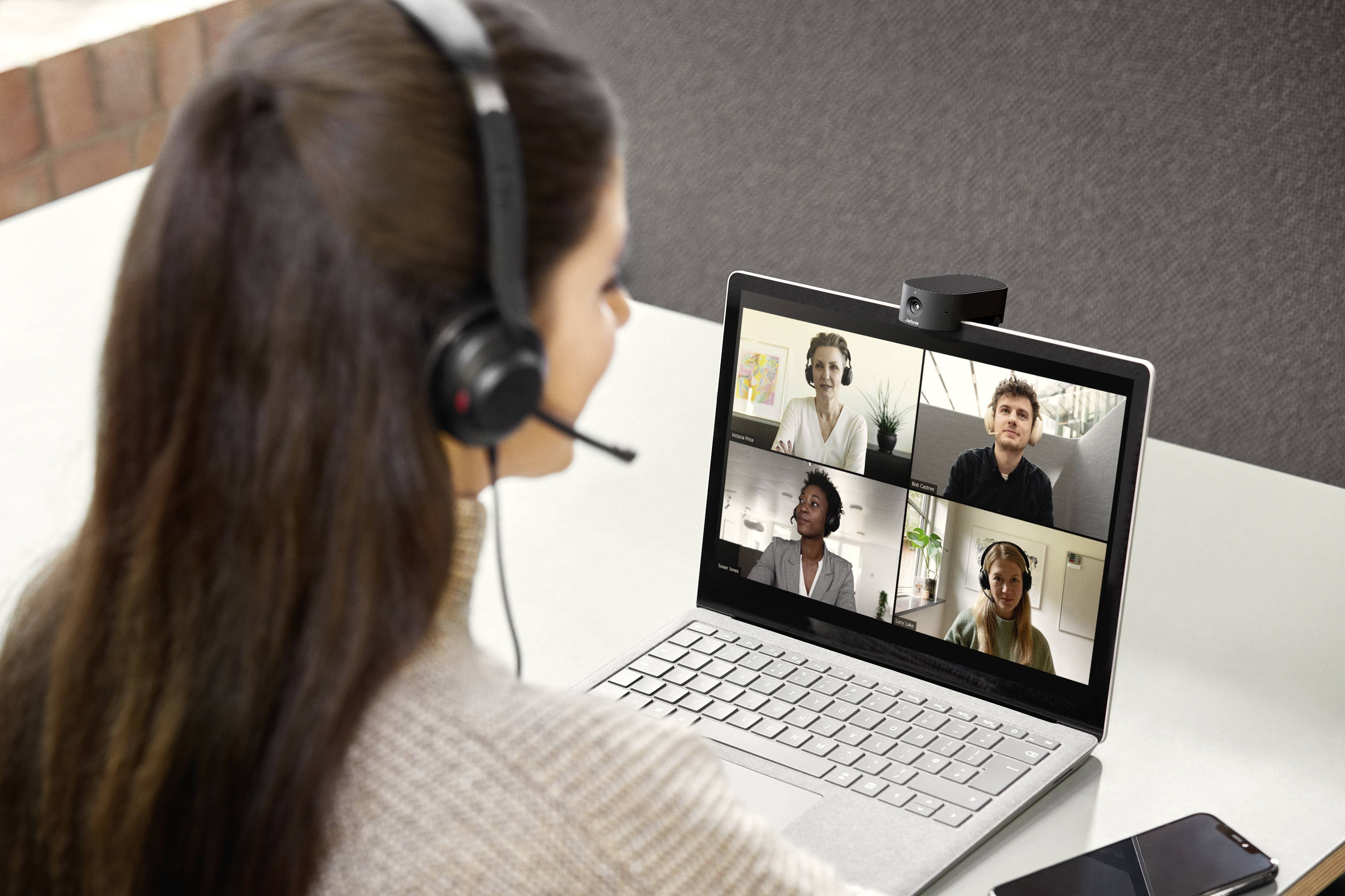 Jabra PanaCast 20 4K-Webcam 3840 x 2160 Pixel Mikrofon, Klemm-Halterung, Integrierte Abdeckblende