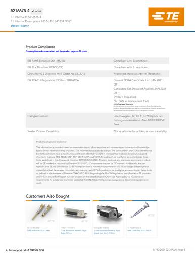 TE Connectivity AMPLIMITE HDF 5216675-4 Inhalt