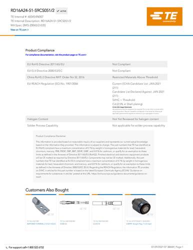 teconnectivity TE Connectivity 600454N007 Package 1St.