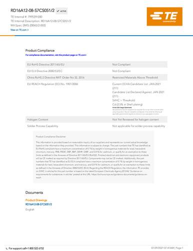teconnectivity TE Connectivity 799539-000 Package 1St.