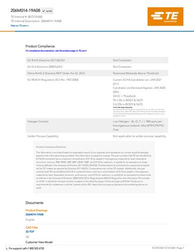 teconnectivity TE Connectivity 807218-000 Package 1St.