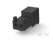 Ein schwarzes geometrisches Tiermodell, das wie eine Katze aussieht. Es hat rechteckige Formen für Körper und Kopf, mit kleinen Beinohren.