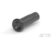 Schwarzer, zylindrischer Plastikgriff für manuelle Werkzeuge mit leicht abgeflachter Kappe und ergonomischem Design.