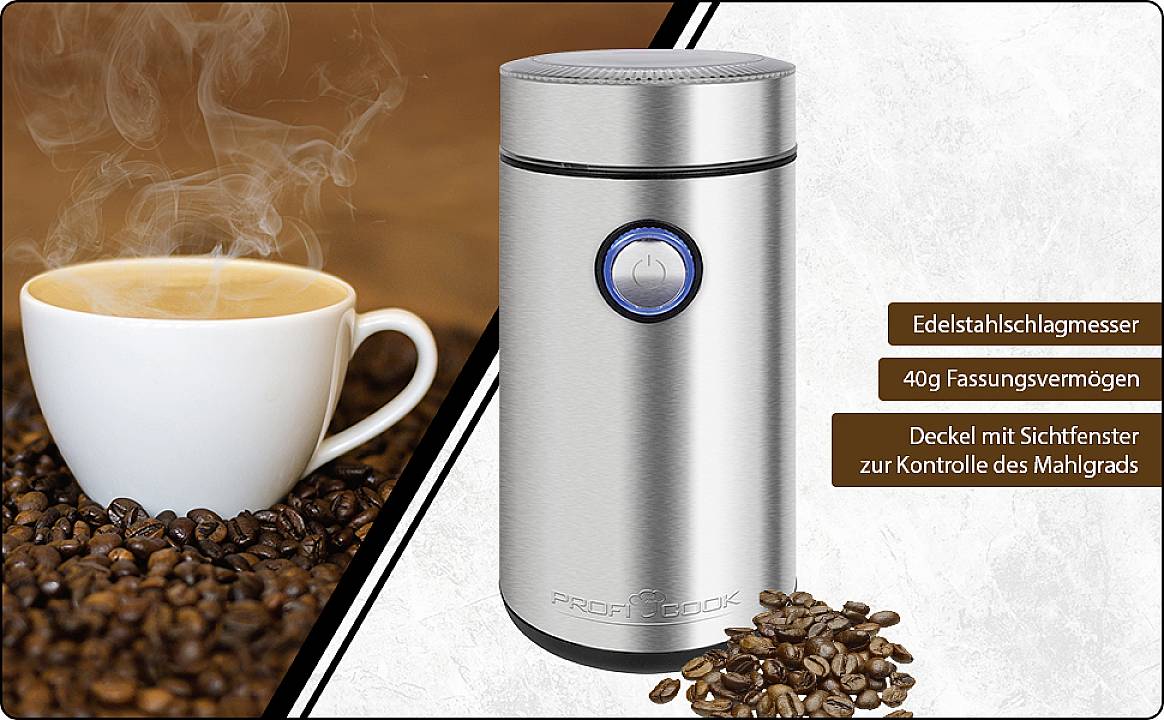 Profi Cook PC-KSW 1216 501216 Kaffeemühle Edelstahl Edelstahl-Schlagmesser