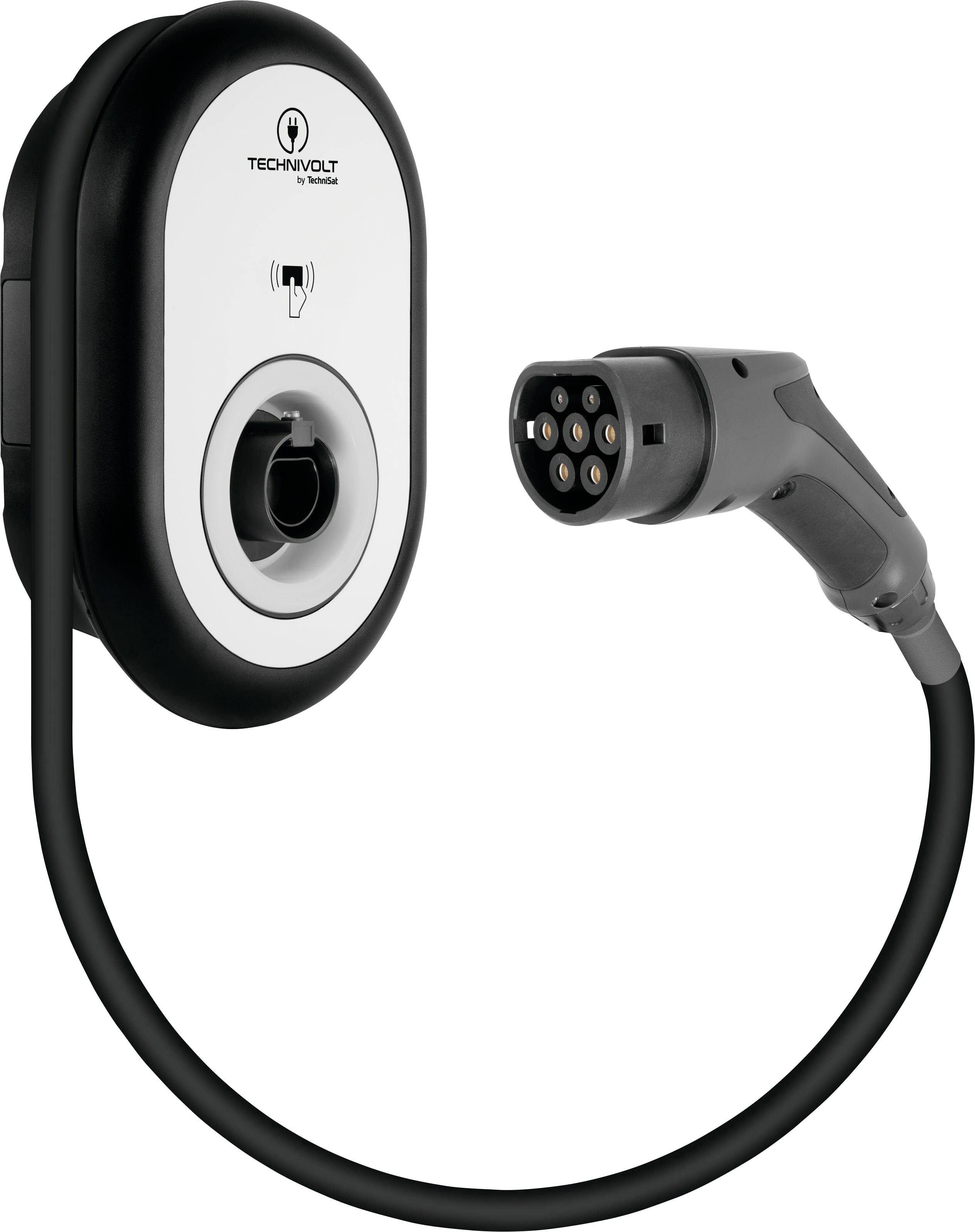 Ladestation mit Kabel und Steckverbinder zur Aufladung von Elektrofahrzeugen.