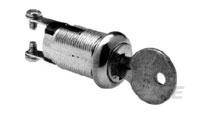 Ein metallischer Zylinder mit einem hervorstehenden, runden Knopf. Der Knopf scheint ein mechanischer Schalter oder Druckschalter zu sein.